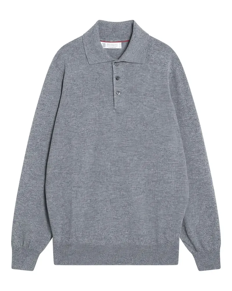 Brunello Cucinelli Langärmeliges Poloshirt - Grau Grau