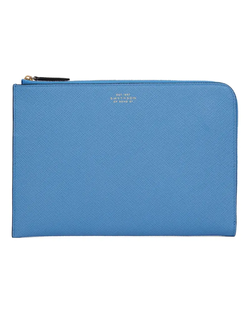 Smythson Slim Clutch aus Leder - Blau Blau