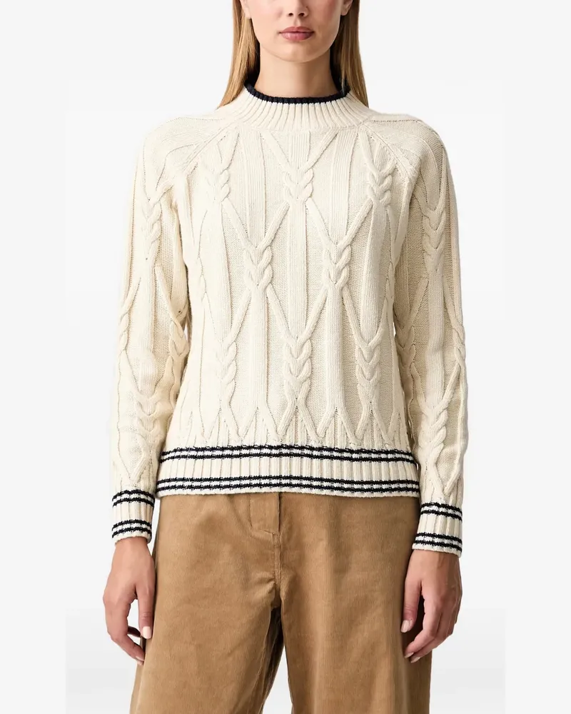 Helly Hansen Gestreifter Pullover mit Zopfmuster - Weiß Weiß