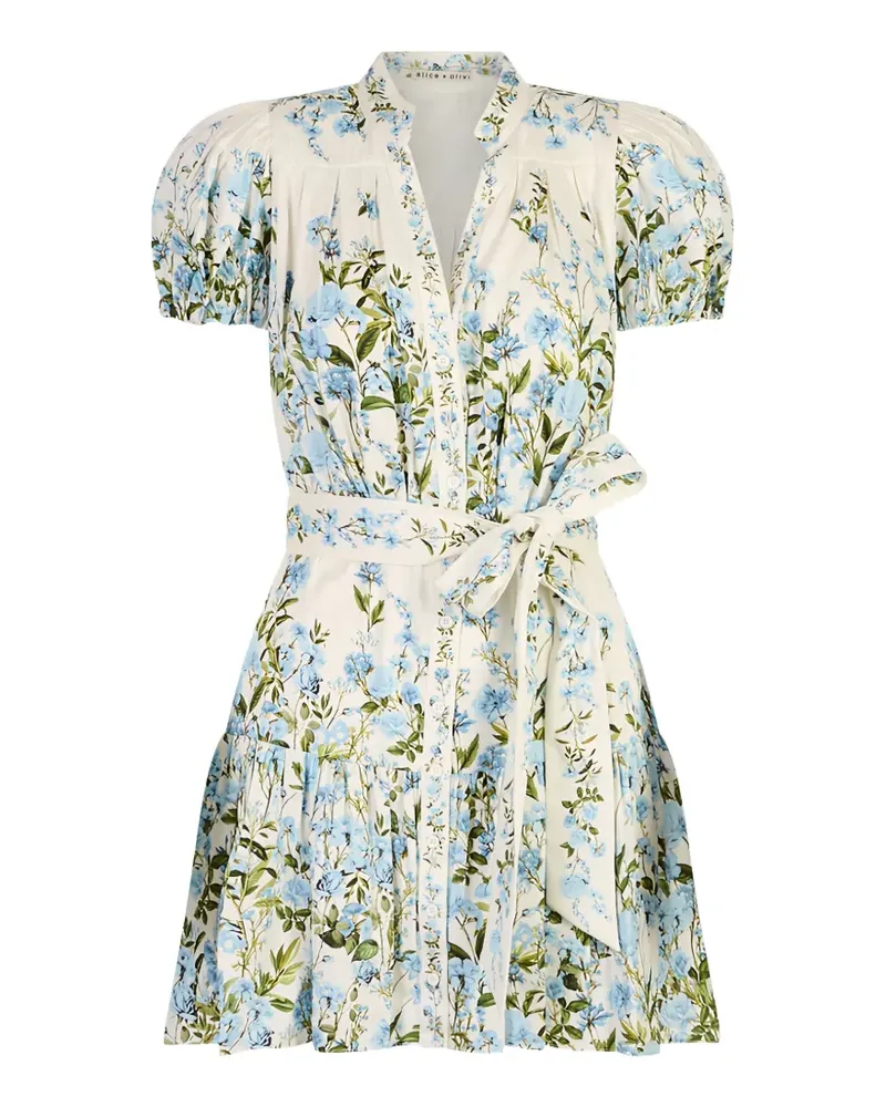 Alice + Olivia floral-print belted dress - Nude Nude