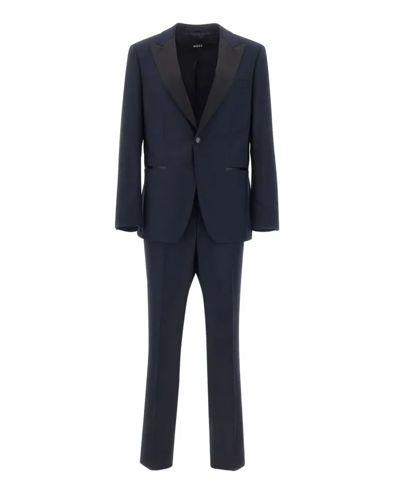HUGO BOSS satin-trim peak-lapel suit - Blau Blau