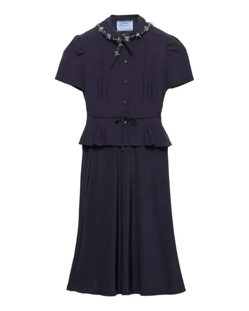 Prada embroidered marocain dress - Blau Blau