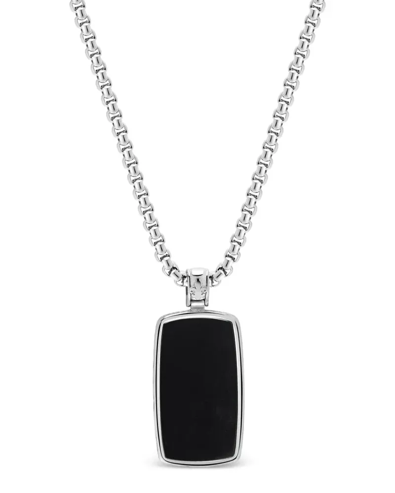 Nialaya onyx dog-tag necklace - Silber Silber