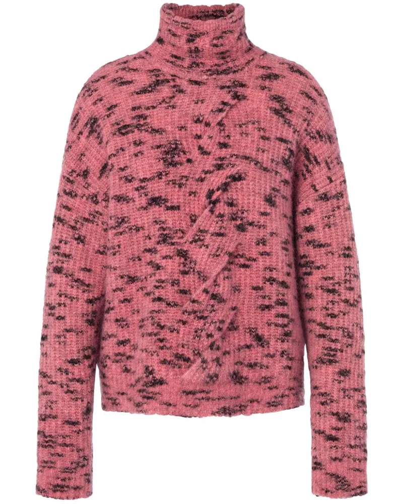 Moschino Rollkragenpullover mit Zopfmuster - Rosa Rosa