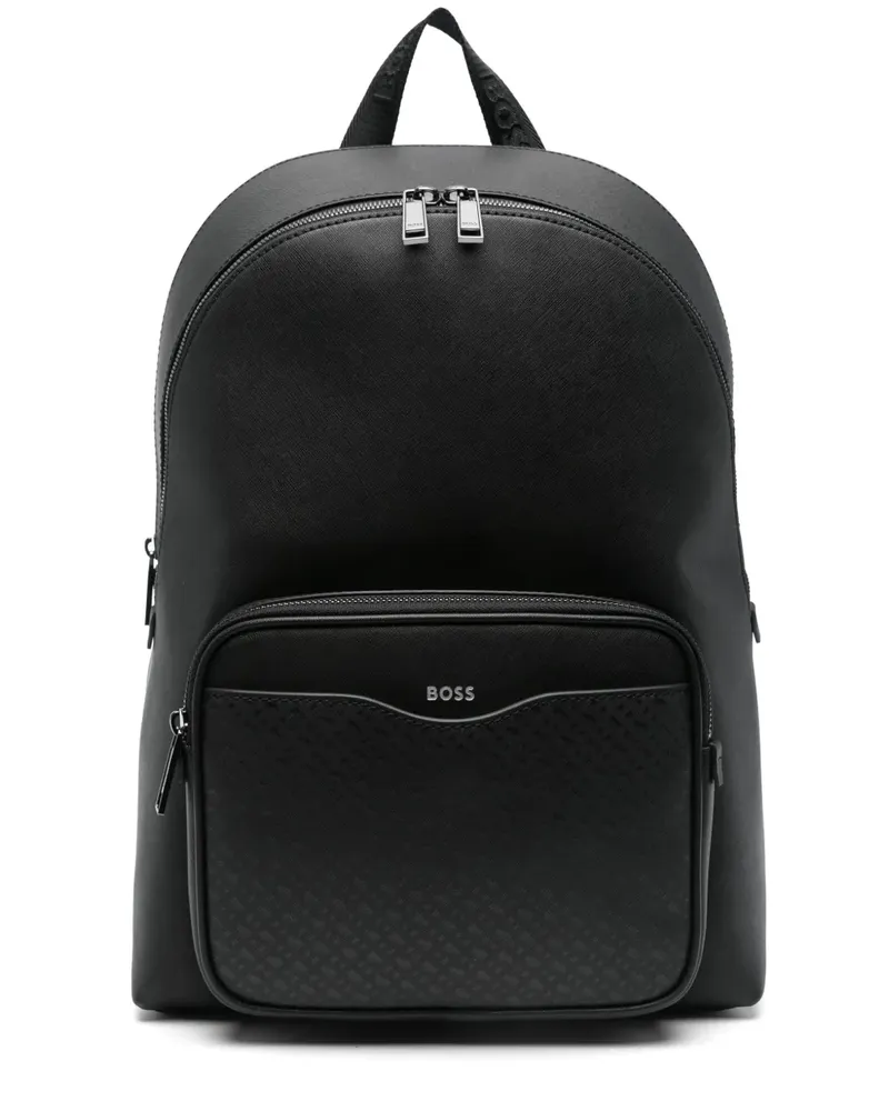 HUGO BOSS Rucksack mit Monogrammmuster - Schwarz Schwarz