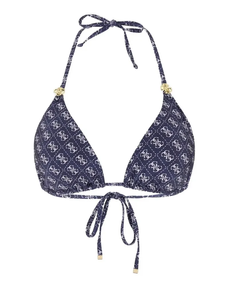 Guess 4G logo-print triangle bikini top - Blau Blau