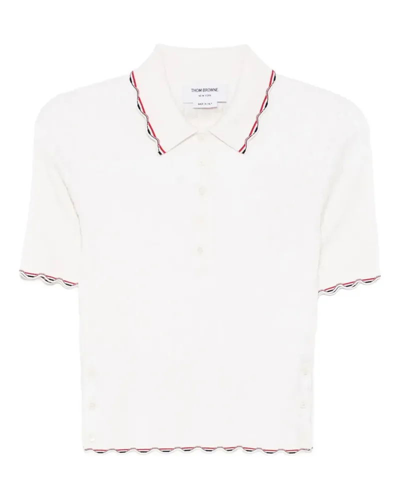 Thom Browne Poloshirt mit Wellensaum - Weiß Weiß