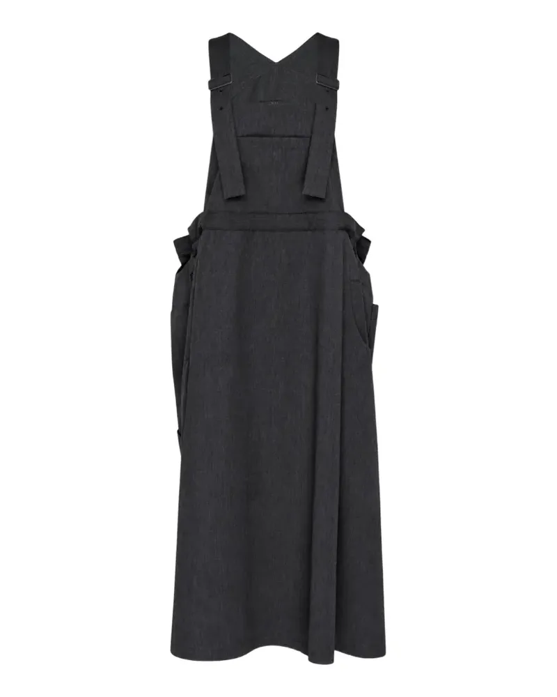 Yohji Yamamoto Drapiertes Maxikleid im Latzhosenstil - Grau Grau