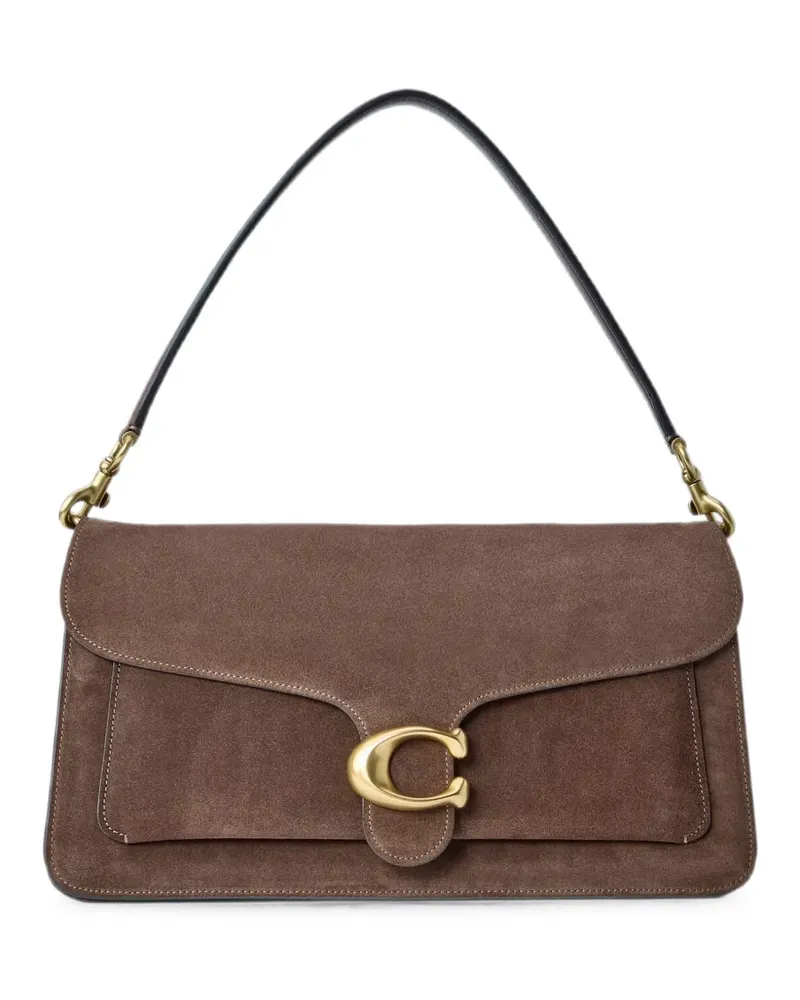 Coach Gekörnte Tabby Schultertasche mit Logo-Schild - Braun Braun