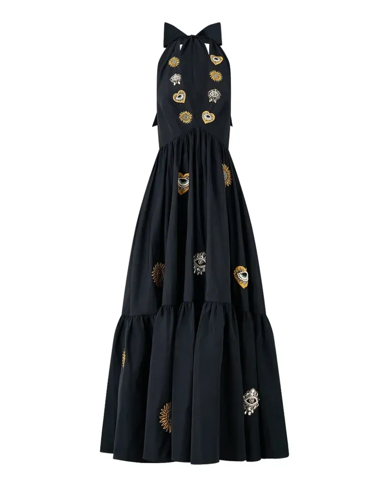 Camilla ruffle-hem halterneck maxi dress - Schwarz Schwarz