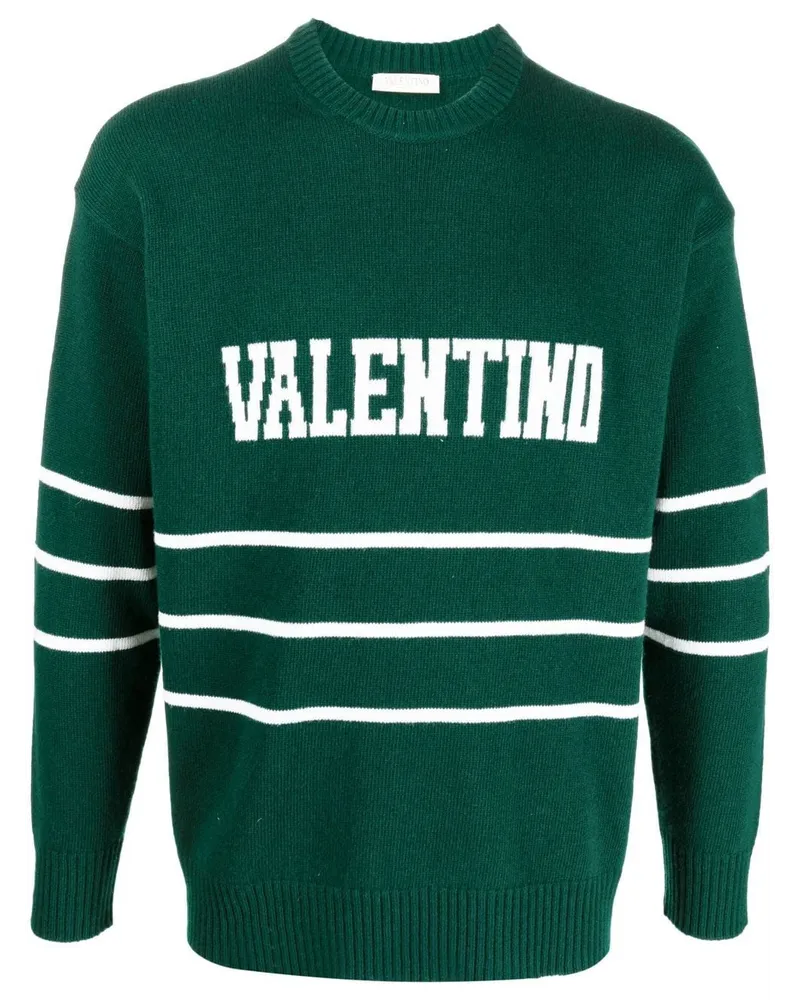 Valentino Garavani Pullover mit Logo-Intarsie Grün