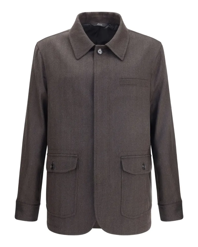 Brioni Jacke mit Fischgrätenmuster - Braun Braun