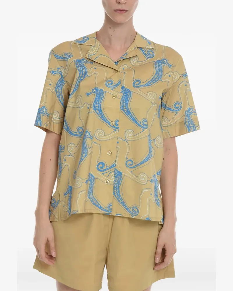 Samsøe & Samsøe seahorse-print short-sleeve shirt - Nude Nude