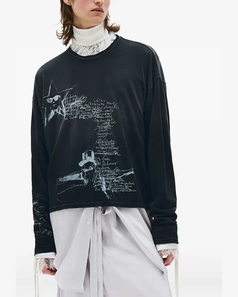 Ann Demeulemeester Sketchbook T-Shirt - Schwarz Schwarz