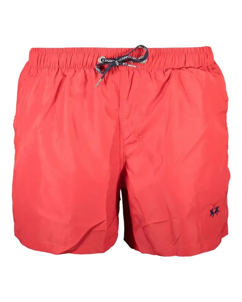 La Martina logo-embroidered drawstring swim shorts - Rot Rot