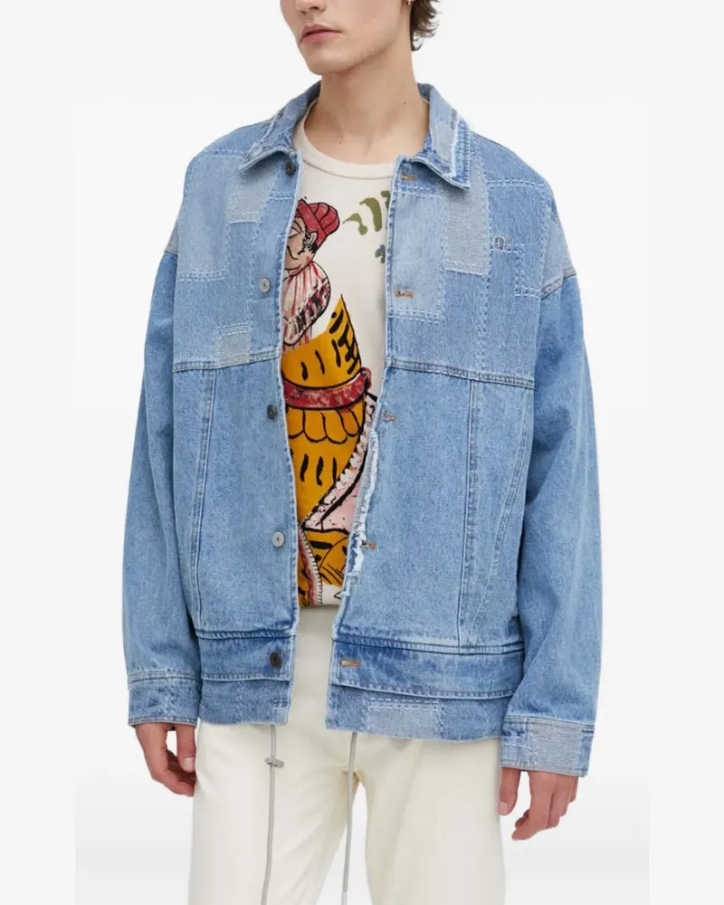 Desigual Jeansjacke mit Logo-Patch - Blau Blau