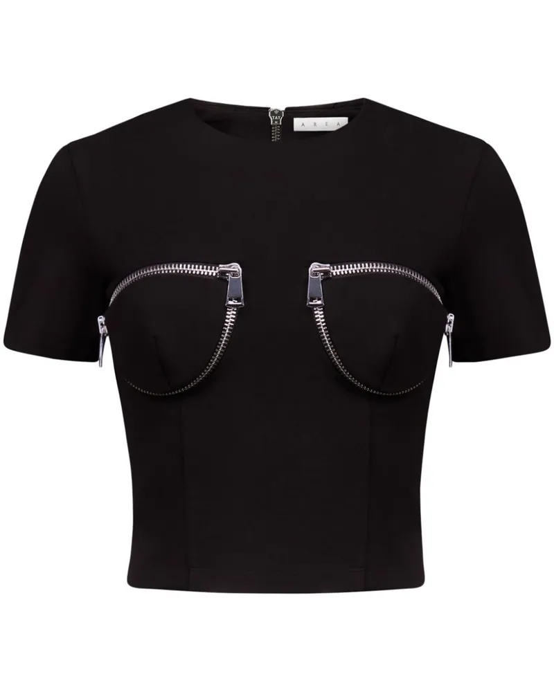 Area T-Shirt mit Reißverschluss - Schwarz Schwarz
