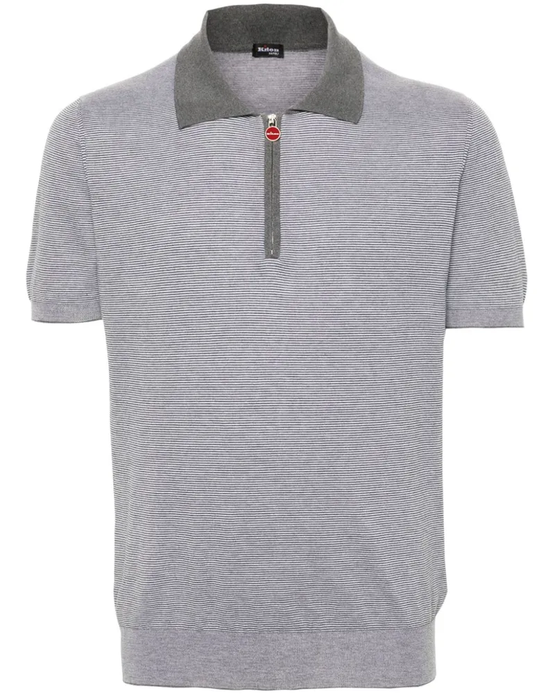 Kiton Gestreiftes Poloshirt - Grau Grau