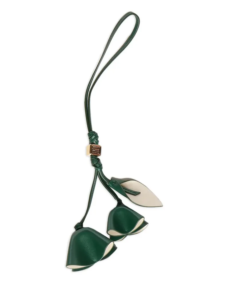 Miu Miu Taschenanhänger mit Origami-Blume - Grün Grün