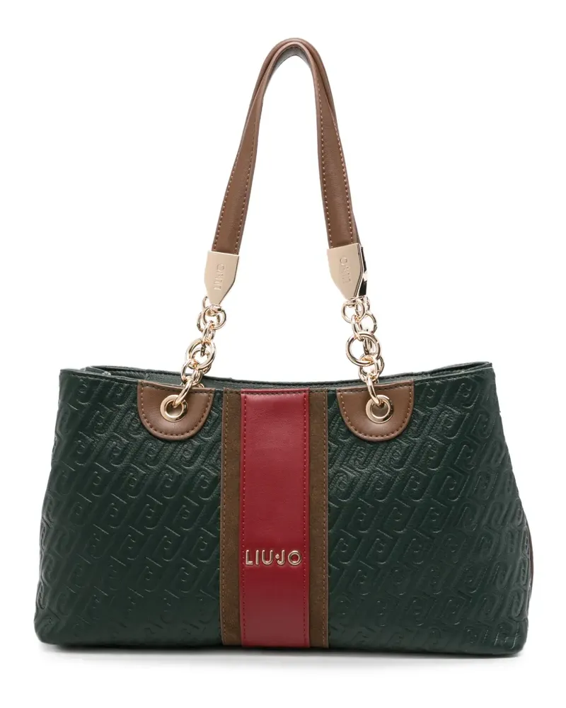 Liu Jo monogram-embossed panelled tote bag - Grün Grün