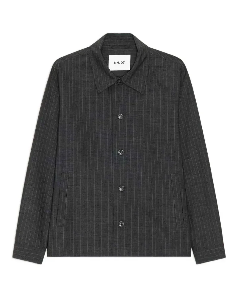 NN 07 Zander pinstripe-pattern shirt jacket - Grau Grau