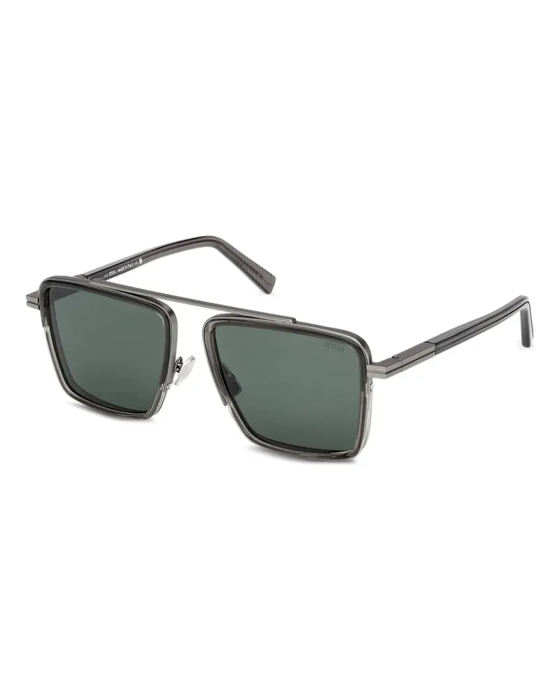 Ermenegildo Zegna Sonnenbrille mit eckigem Gestell - Grau Grau