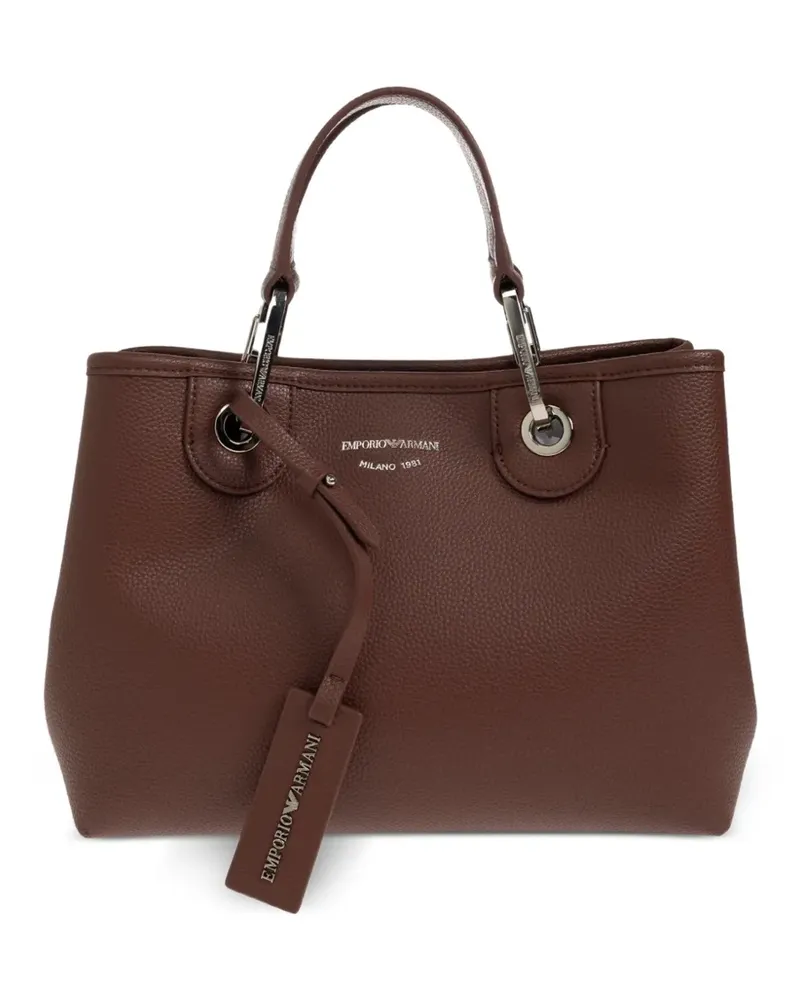 Emporio Armani logo-print pebbled-effect tote bag - Braun Braun