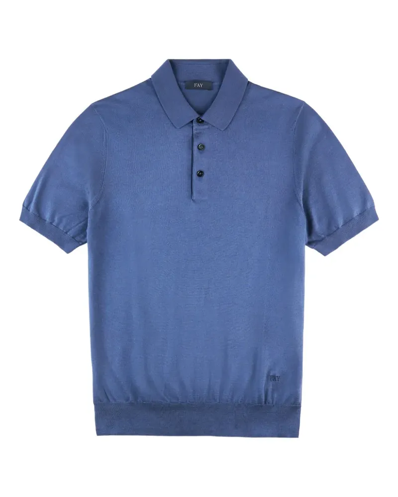 Fay Gestricktes Poloshirt - Blau Blau