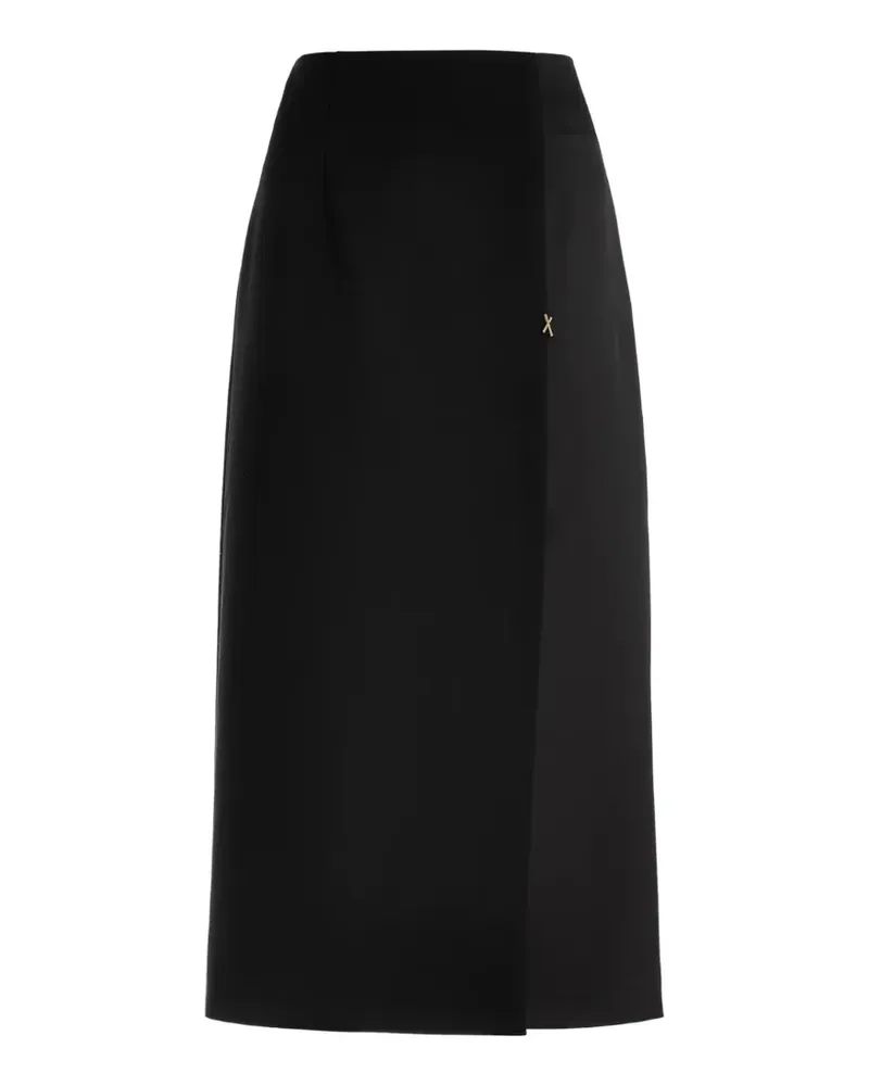 Genny wrap-style logo-plaque midi skirt - Schwarz Schwarz