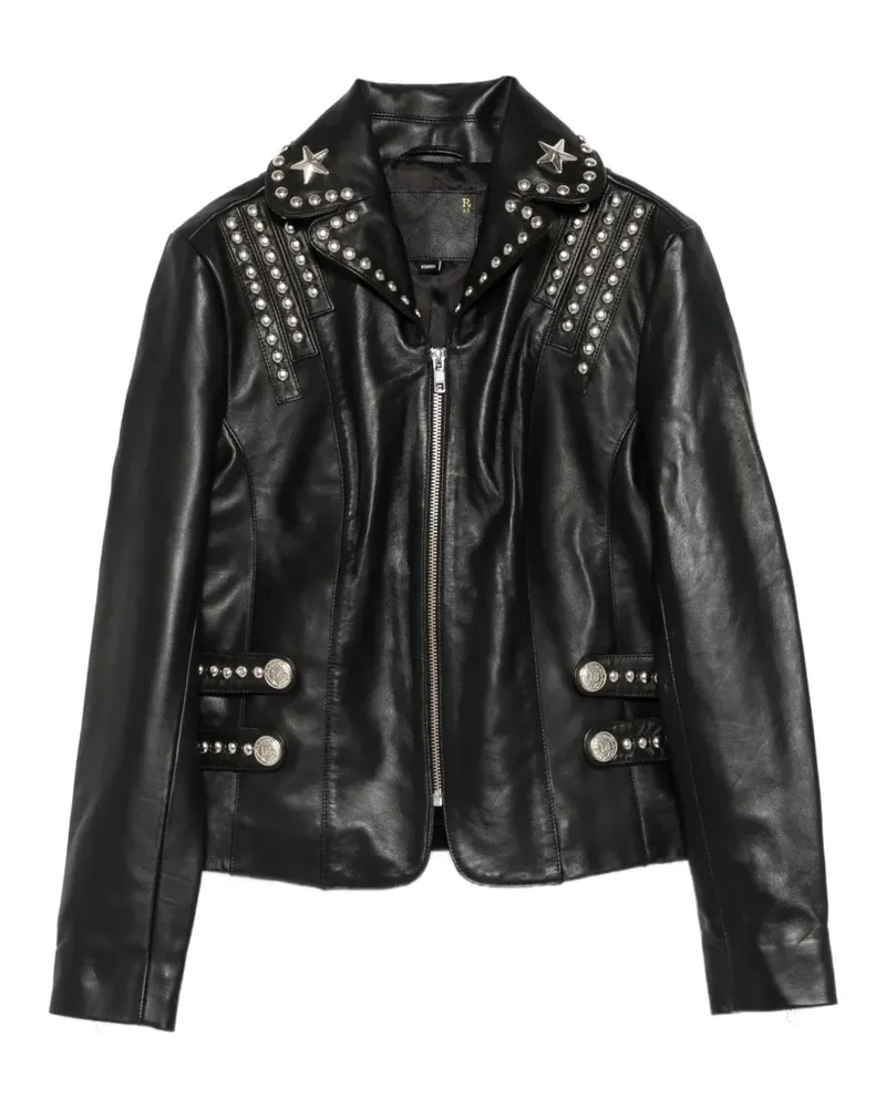 R13 Lou stud-embellished leather jacket - Schwarz Schwarz
