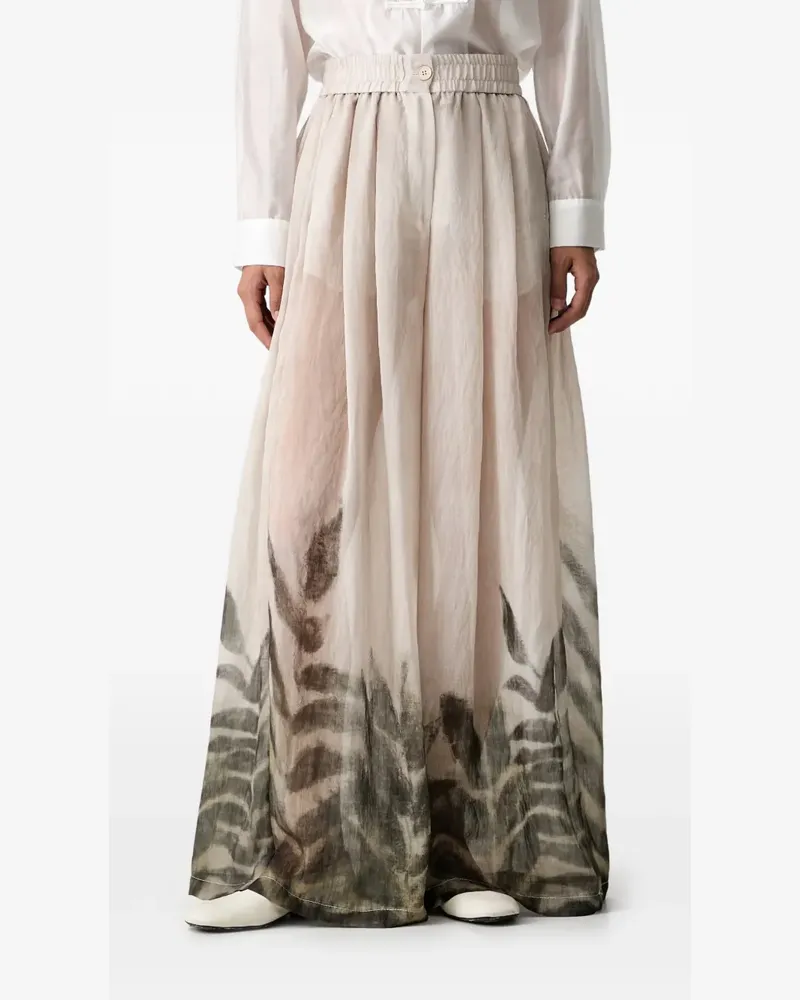 VICOLO leaf-print palazzo pants - Nude Nude