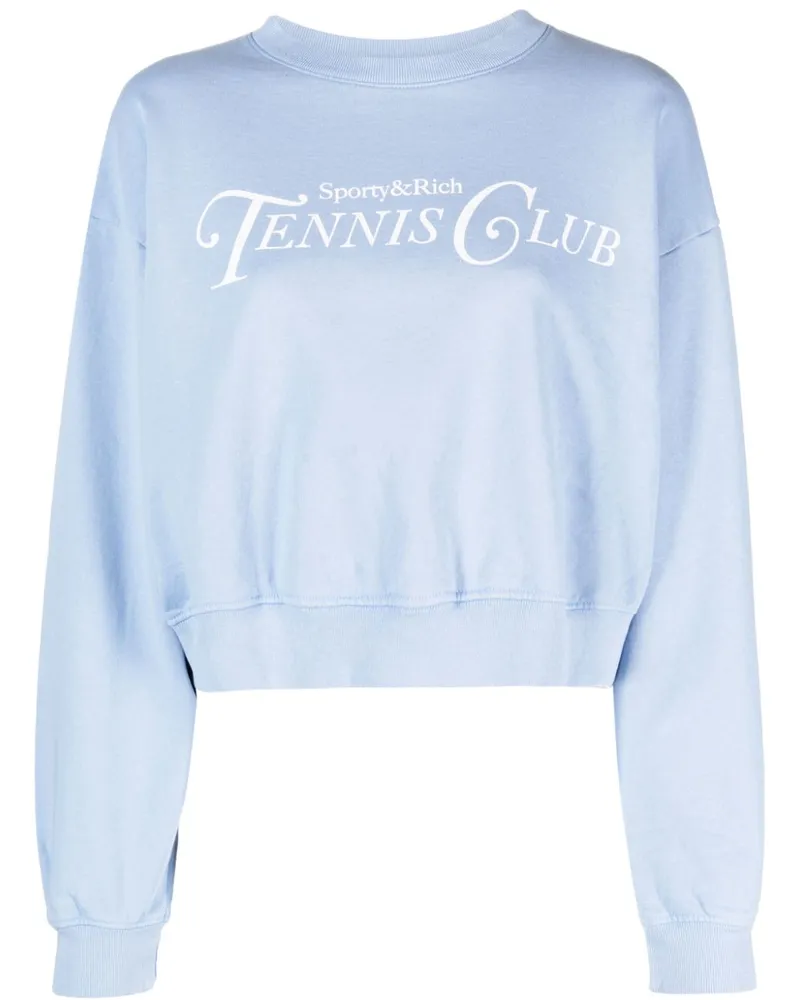SPORTY & RICH Gestreiftes Poloshirt mit Logo - Blau Blau