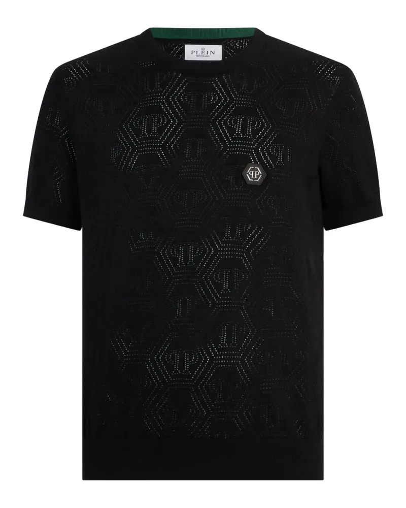 Philipp Plein T-Shirt mit Monogrammmuster - Schwarz Schwarz