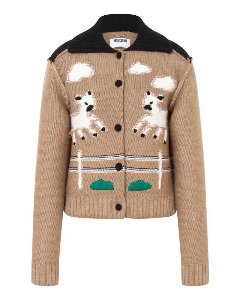 Moschino Wollcardigan mit Lamm-Intarsie - Nude Nude