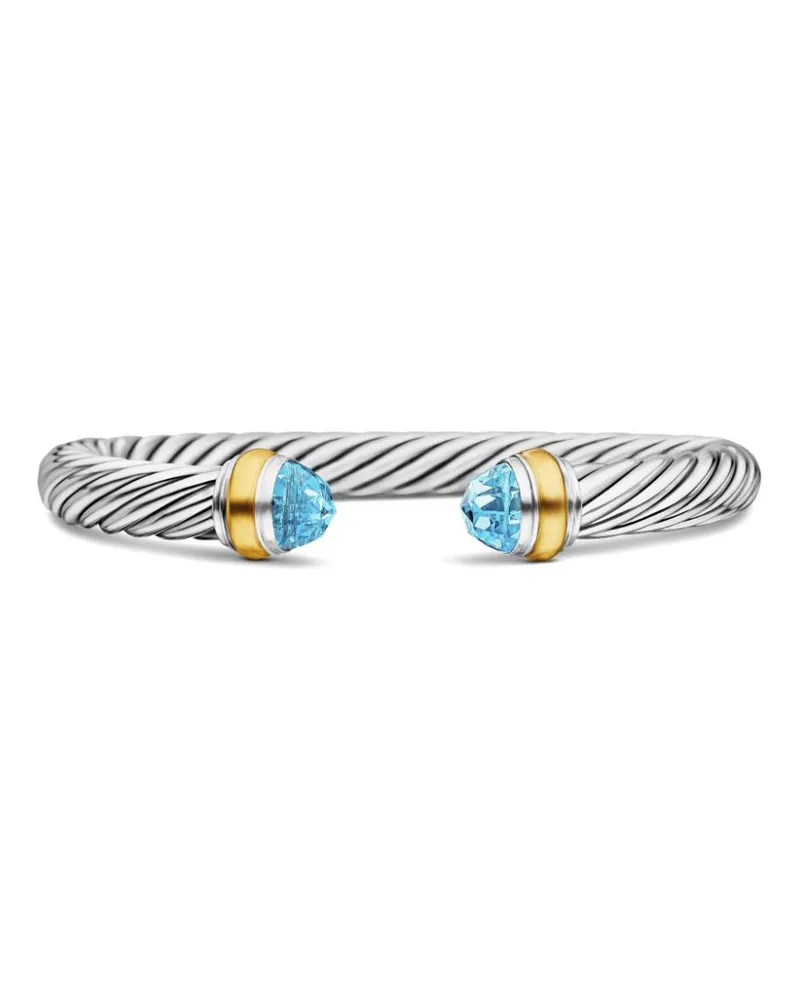 David Yurman 14kt Classic Cable Gelbgold- und Sterlingsilberarmband 7mm Silber