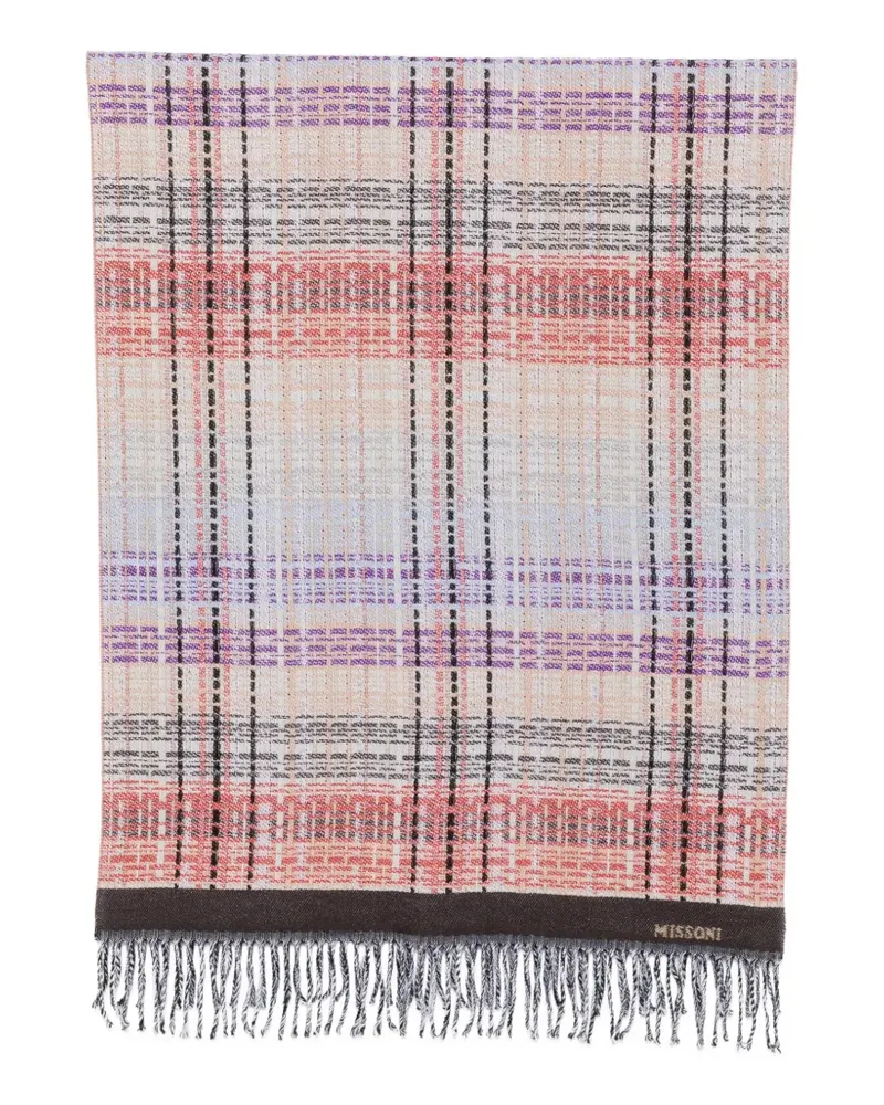 Missoni check-pattern fringed scarf - Nude Nude