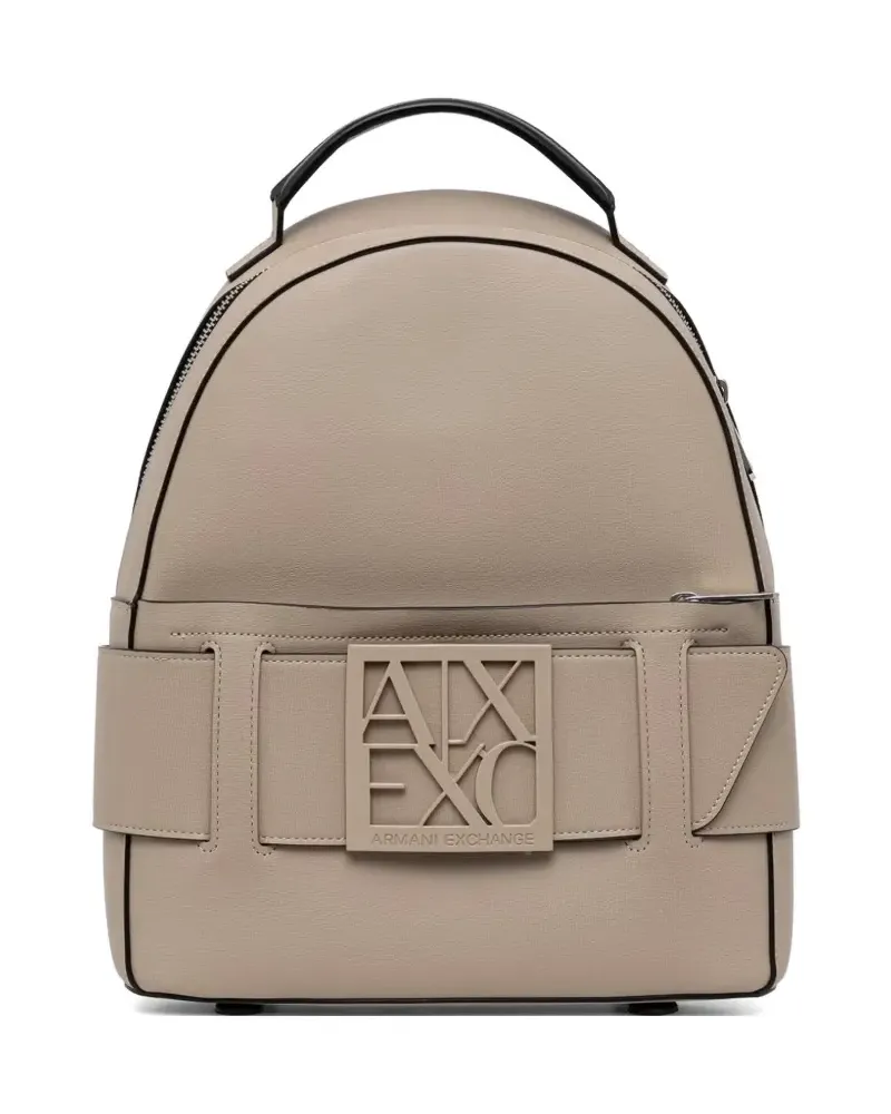 Armani Exchange logo-plaque backpack - Nude Nude