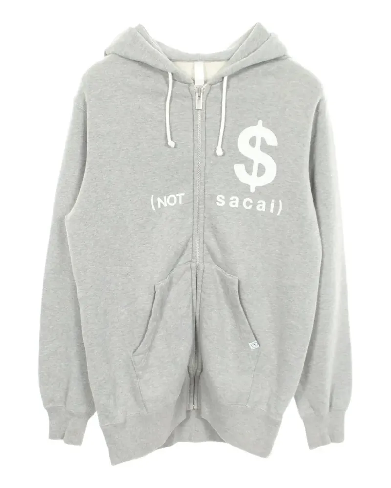 Sacai 2010s x Fragment Design logo-print hoodie - Grau Grau