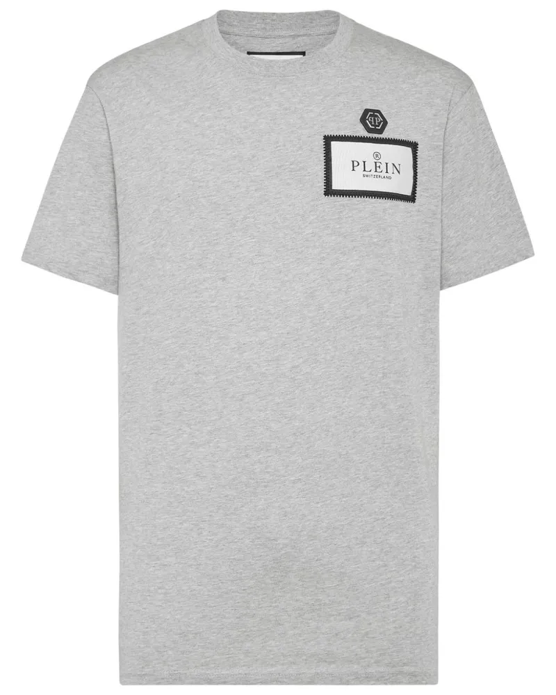 Philipp Plein T-Shirt mit Logo-Patch - Grau Grau