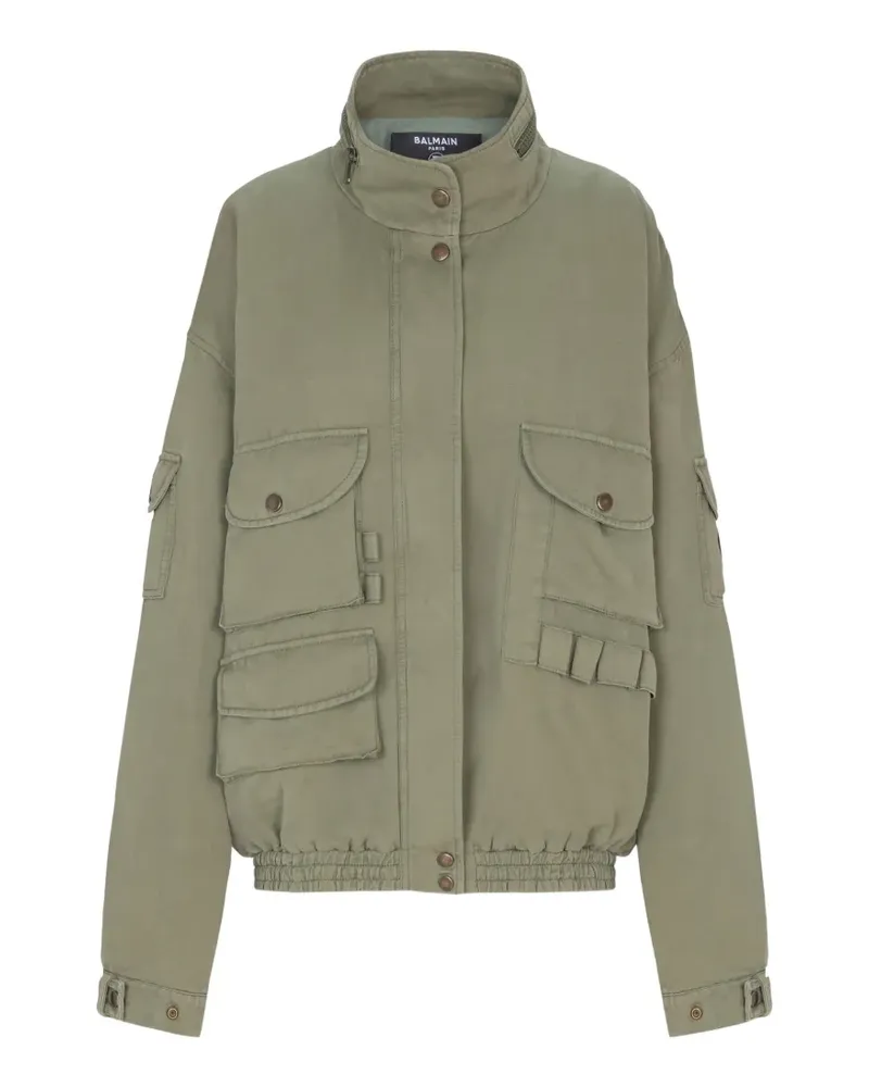 Balmain Twill-Bomberjacke mit Taschen - Grün Grün