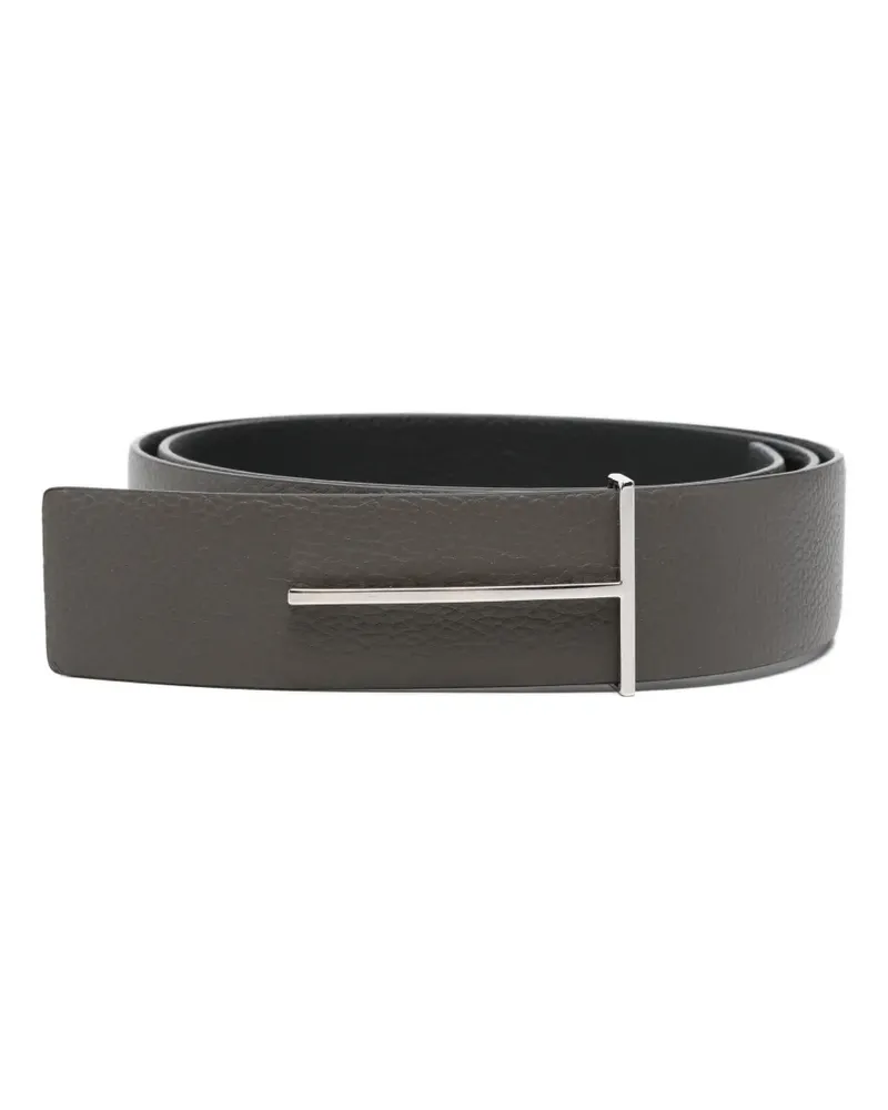 Tom Ford T-logo pebbled leather belt - Grau Grau