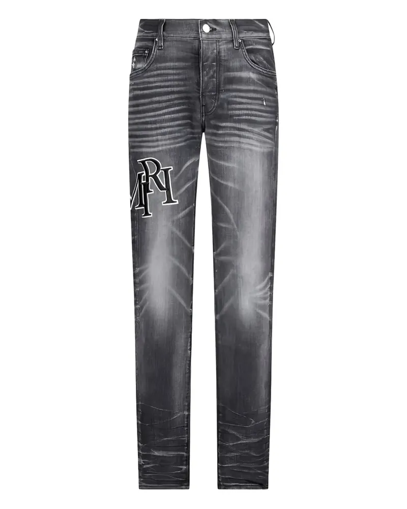Amiri Bestickte Skinny-Jeans - Schwarz Schwarz