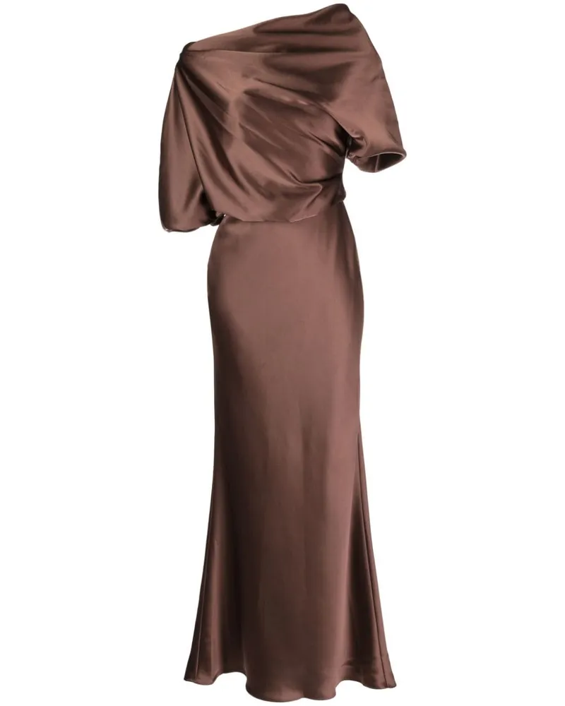 Amsale Schulterfreies Maxikleid - Braun Braun