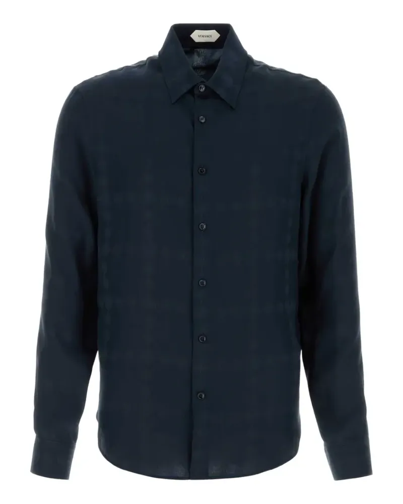 Versace Seidenhemd aus Jacquard-Seidencrêpe - Blau Blau