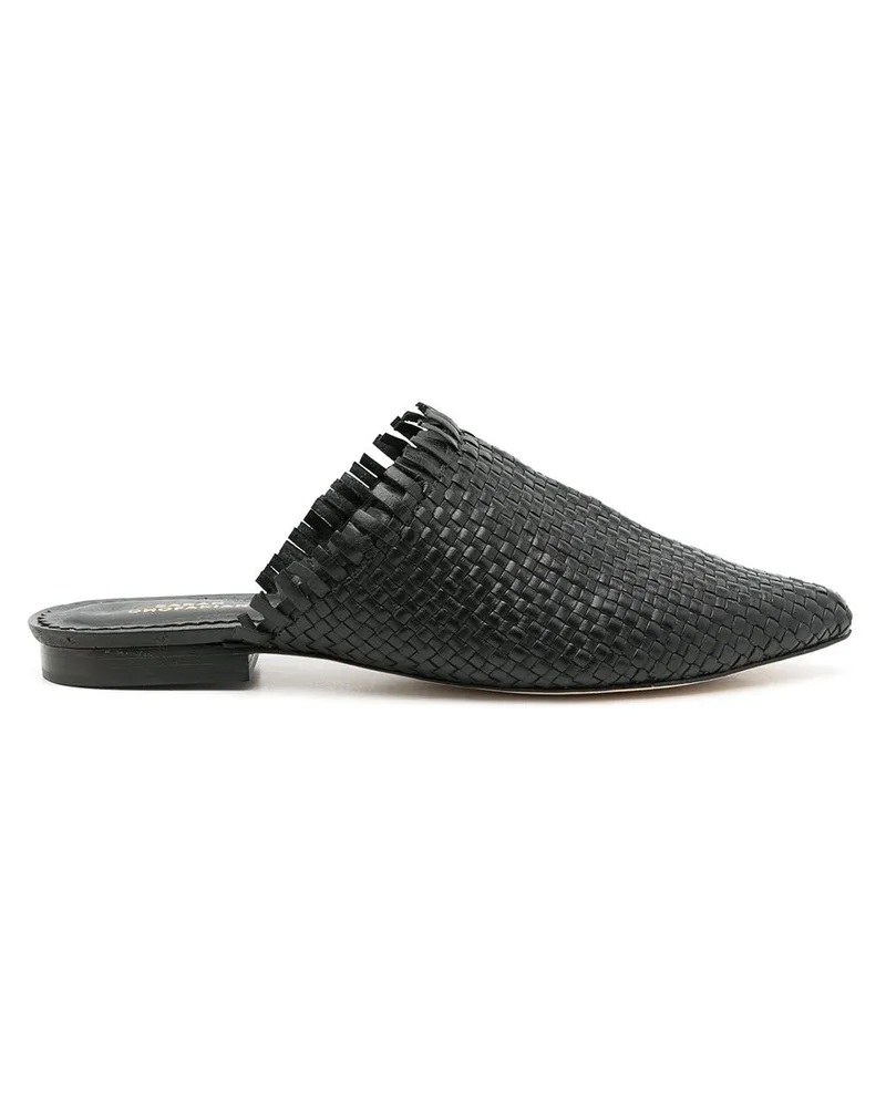 Sarah Chofakian Mules mit Webmuster - Schwarz Schwarz
