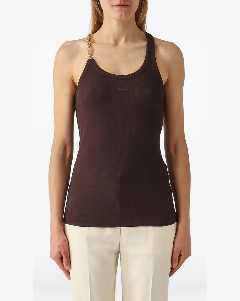 Pinko chain-link-strap ribbed-knit top - Braun Braun