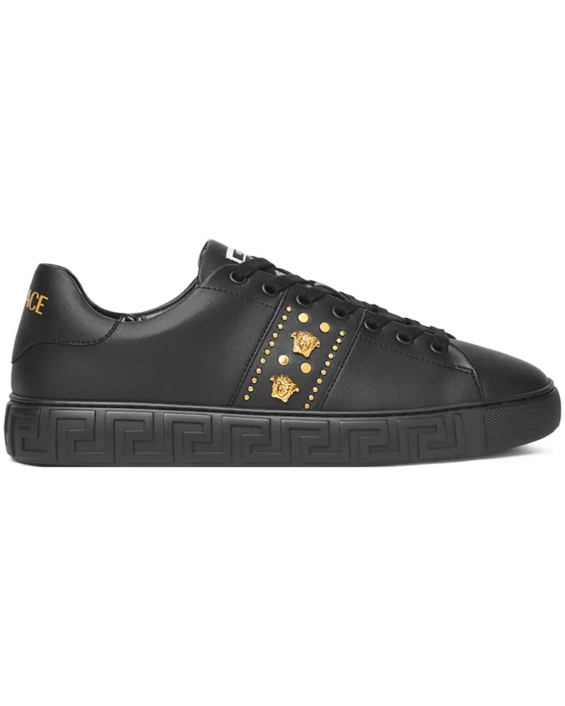 Versace Greca Sneakers mit Nieten - Schwarz Schwarz