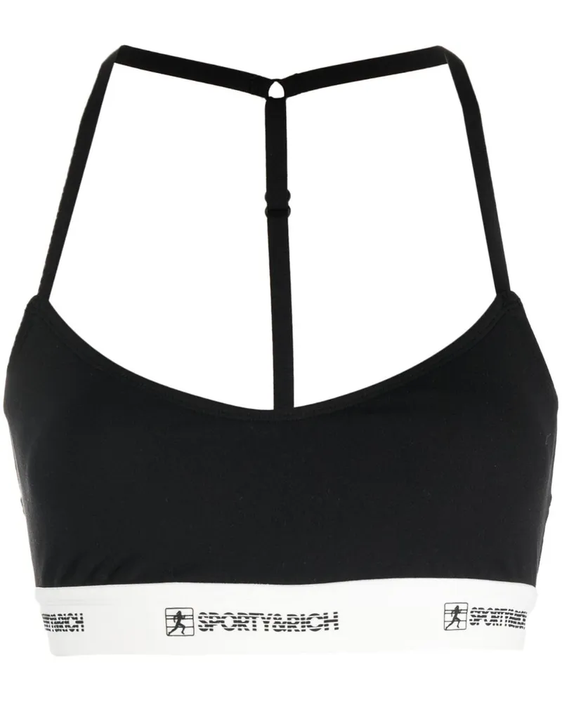 SPORTY & RICH Cropped-Top mit Logo-Bund - Schwarz Schwarz