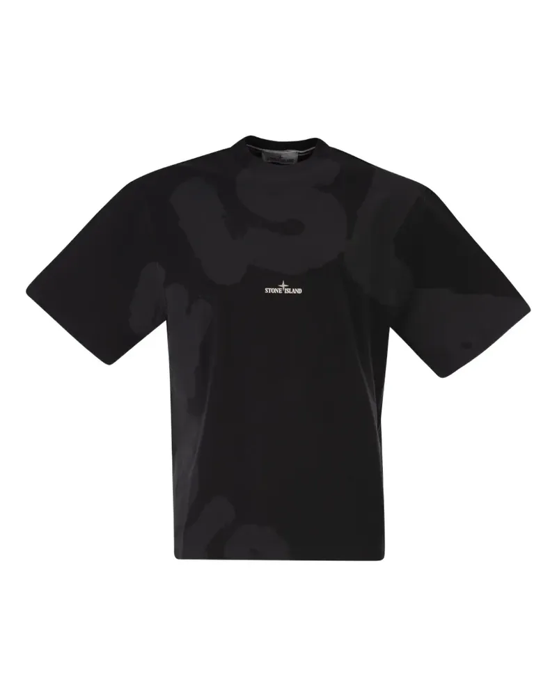 Stone Island Compass-logo printed T-shirt - Schwarz Schwarz