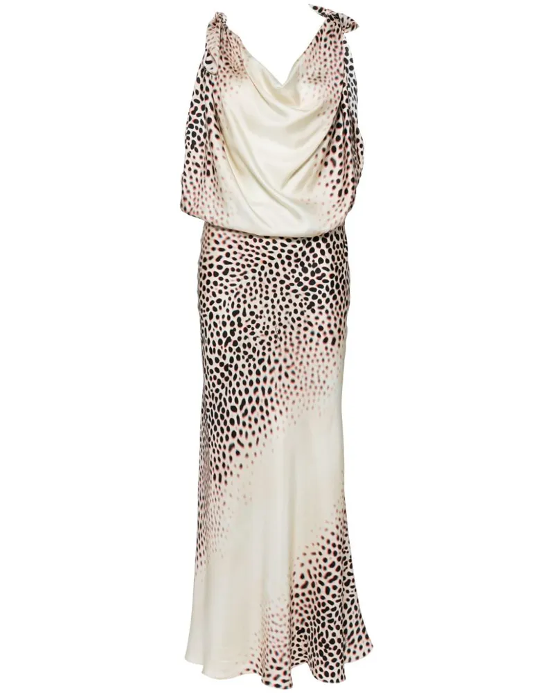 Roberto Cavalli Kleid aus Seide mit Leoparden-Print - Nude Nude